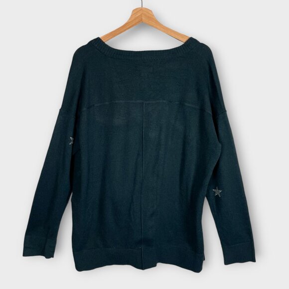 🍂🍁 Knox Rose Sweater XL Gray V-neck Lightweight Embellished Stars Casual - Picture 2 of 6